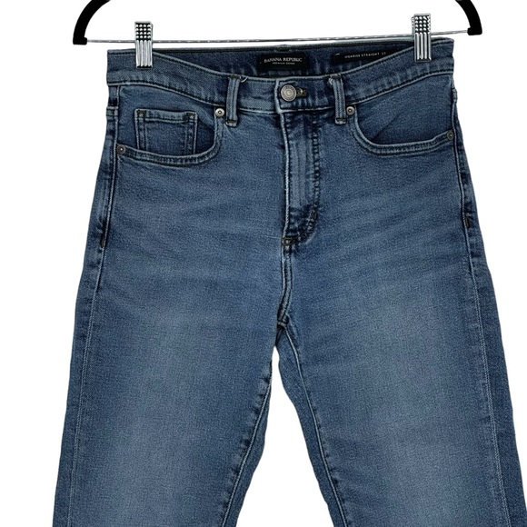 Women’s Banana Republic Size 27 Blue Cotton/Polyester/Spandex HR Straight Jeans - Picture 2 of 8